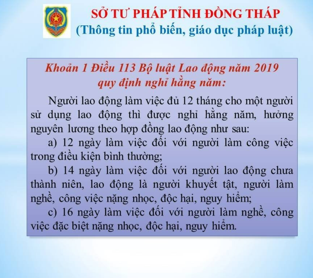 Quy định nghĩ hằng năm 